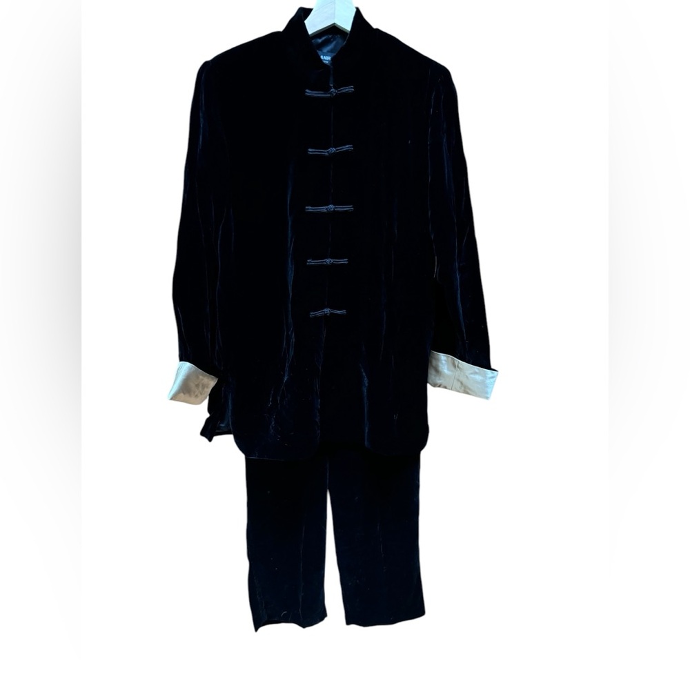 NWT Vintage Nira Nira Silk Blend, Crushed‎ Velvet Cheongsam Jacket & Pants Set